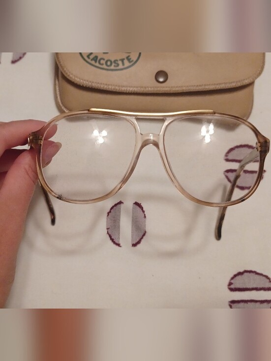 Vintage Lacoste Clear Champagne Aviator Glasses With Case main image 8